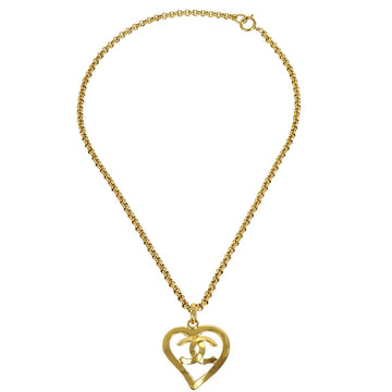 CHANEL★ 1995 Heart Gold Chain Necklace 56327