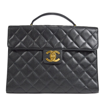 CHANEL Briefcase Business Handbag Black Caviar 17018
