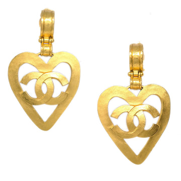 CHANEL 1995 Heart Gold Earrings 26093