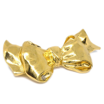 CHANEL 1980s Bow Brooch Pin Gold 26096