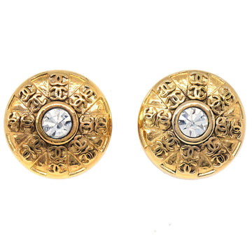 CHANEL 1988 Crystal & Gold Earrings Clip-On 23 17236
