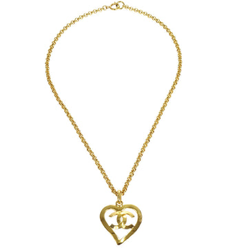 CHANEL★ 1995 Cutout Heart Gold Chain Necklace 17156