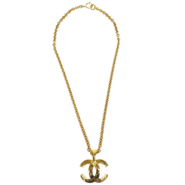 CHANEL★ 1994 Quilted CC Gold Chain Pendant Necklace 56857