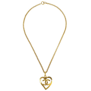 CHANEL 1995 Heart Cutout Gold Chain Necklace 95P 27088