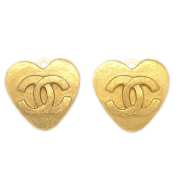 CHANEL★ 1995 Heart Earrings Clip-On Gold Small 95P 27091