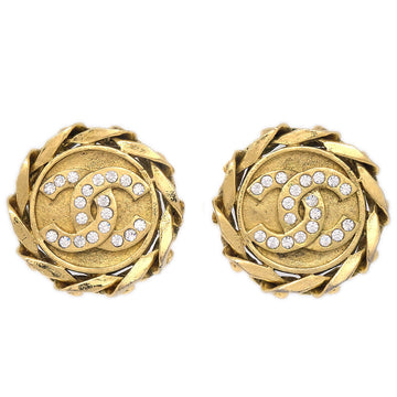 CHANEL 1988 Crystal & Gold CC Earrings Clip-On 23 27273