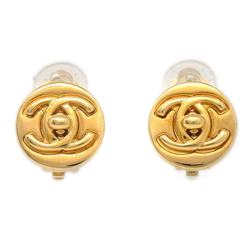 CHANEL 1997 Round CC Turnlock Earrings Clip-On Small 97A 27358