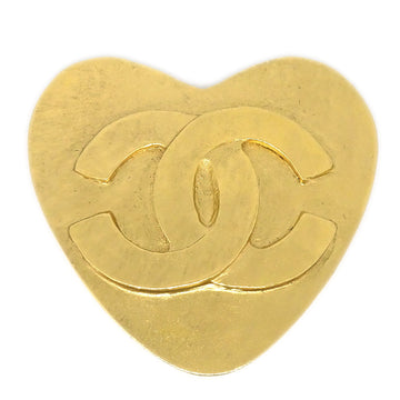 CHANEL Heart Brooch Pin Gold 95P 27406