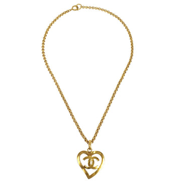 CHANEL★ Heart Gold Chain Necklace 95P 27089
