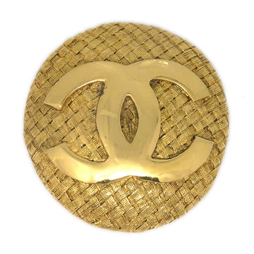 CHANEL 1994 Woven CC Round Brooch Gold 1259 27348