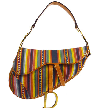 Christian Dior * Saddle Handbag Brown Multicolor 57735