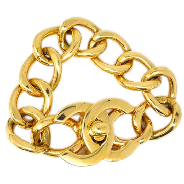 CHANEL, Jewelry, Chanel 96p Thick Chain Cc Turn Lock Bracelet Gold