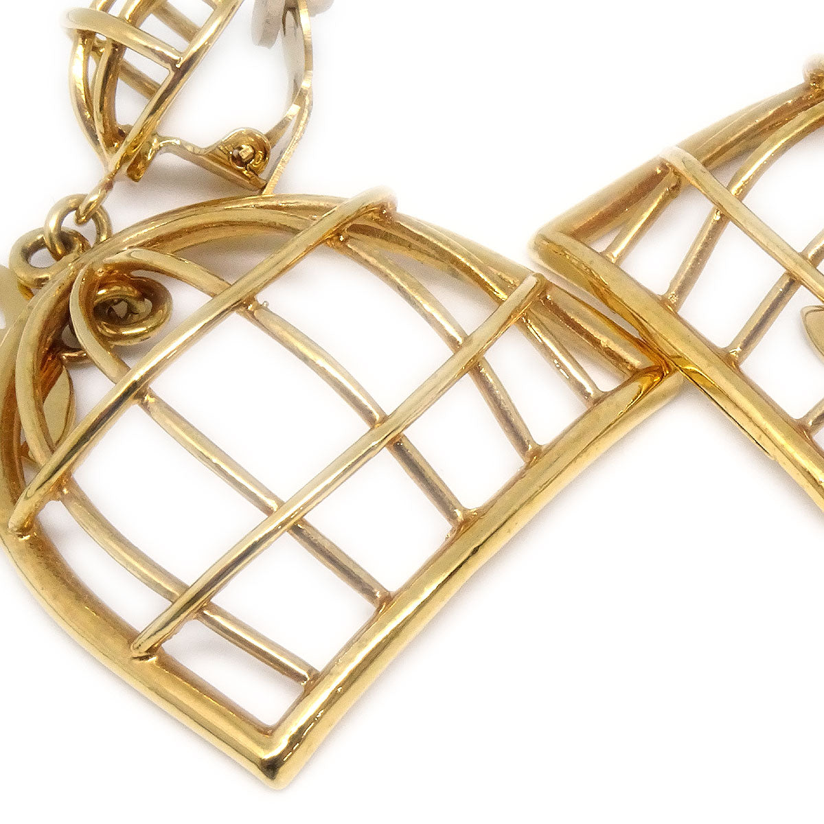 CHANEL Birdcage Earrings Clip-On Gold 93P 27295