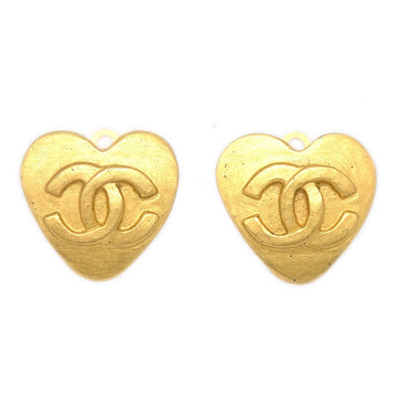 CHANEL★ 1995 Heart Earrings Clip-On Gold 95P 27301