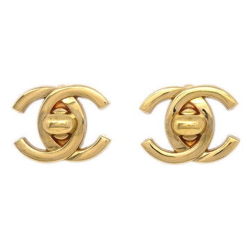 CHANEL Turnlock Earrings Clip-On Gold 95A 27347