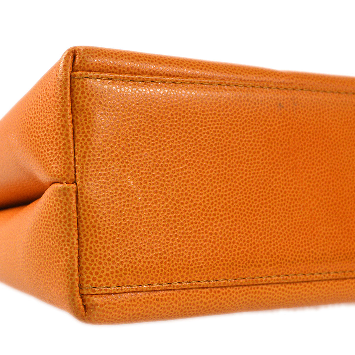 CHANEL CC Logos Handbag Purse Orange Caviar Skin 54872