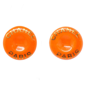 CHANEL 1997 Button Earrings Orange Clip-On 97P 27130