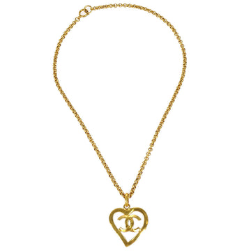 CHANEL Heart Gold Chain Necklace 95P 48540