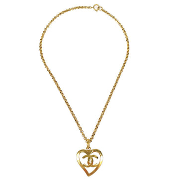 CHANEL Heart Gold Chain Necklace 95P 48541