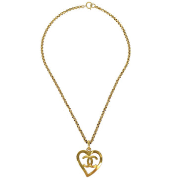CHANEL Heart Gold Chain Necklace 95P 48543