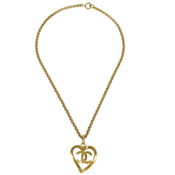 CHANEL Heart Gold Chain Necklace 95P 48544