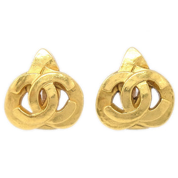 CHANEL Heart Earrings Gold Clip-On 97P 48546