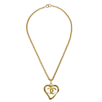 CHANEL Heart Gold Chain Necklace 95P 48666