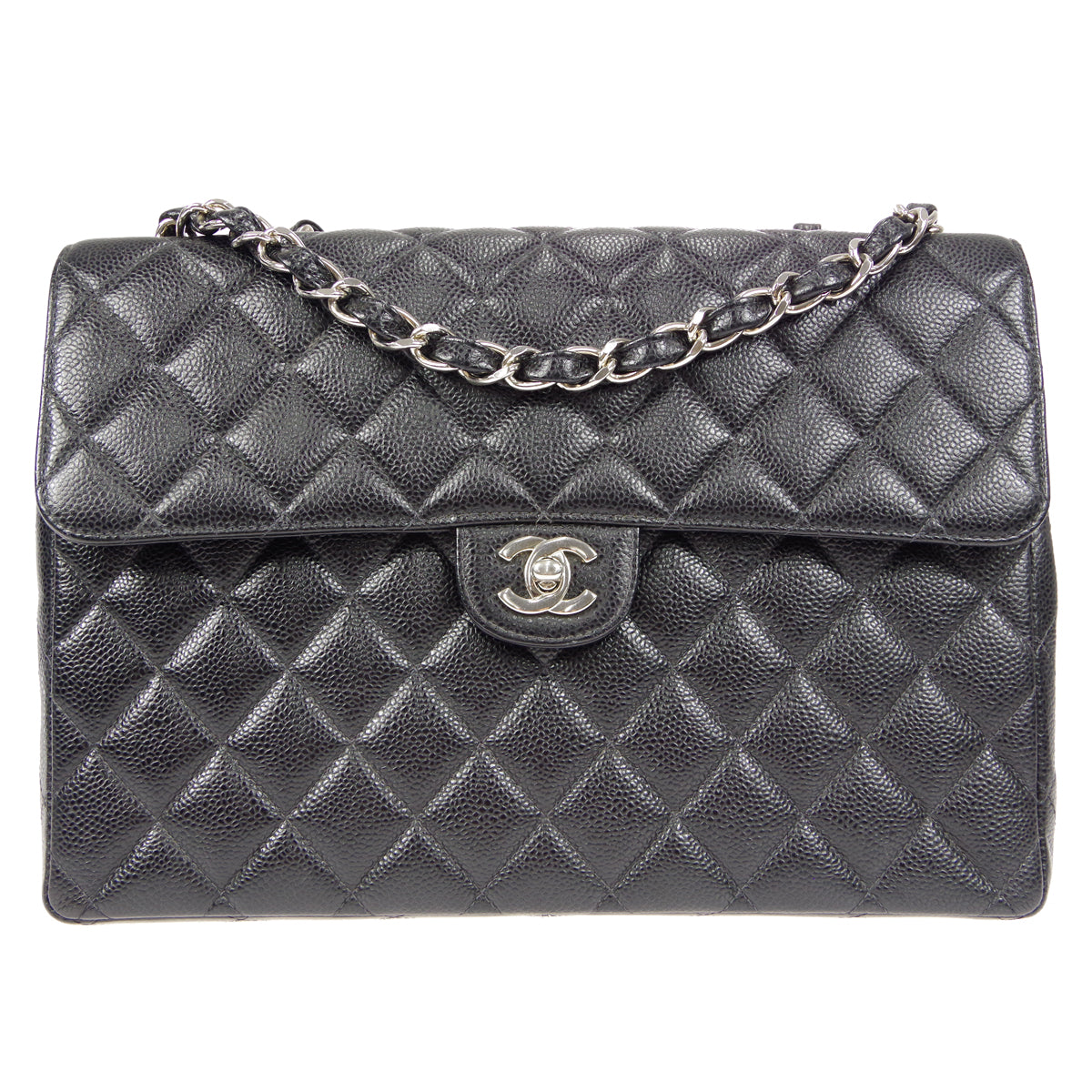 Chanel Classic Patent Jumbo Double Flap Bag - Black Shoulder Bags