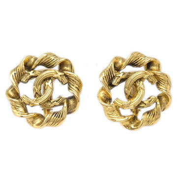 CHANEL Button Earrings Clip-On Gold 2239 27666