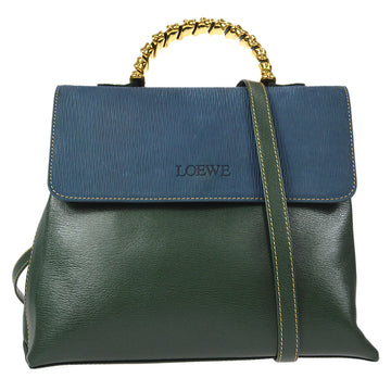 LOEWE VELAZQUEZ 2way Shoulder Handbag Green Blue 48794