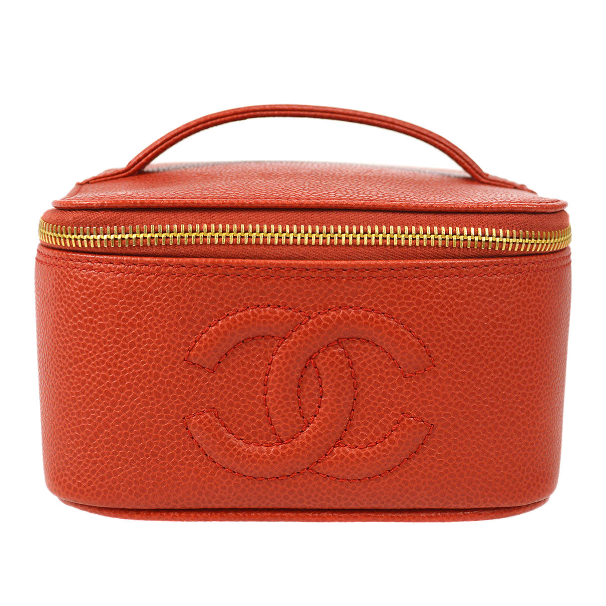 CHANEL Cosmetic Vanity Handbag Red Caviar 48859