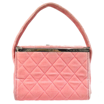 CHANEL Vanity Handbag Velvet Pink 48890