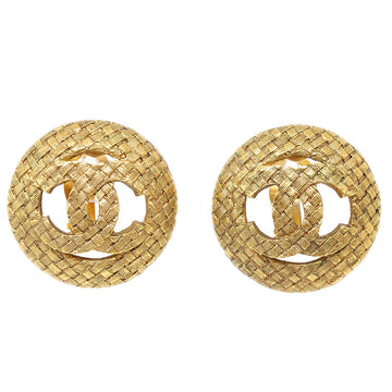 CHANEL Button Earrings Clip-On Gold 2239 49082