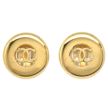 CHANEL Button Earrings Clip-On Gold 97A 58042