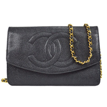 CHANEL WOC Chain Shoulder Wallet Bag Black Caviar 58061