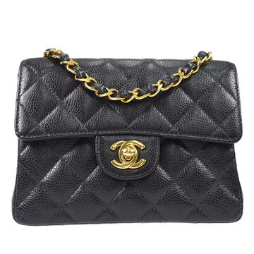 CHANEL Classic Flap Mini Square Chain Shoulder Bag Black Caviar 58067