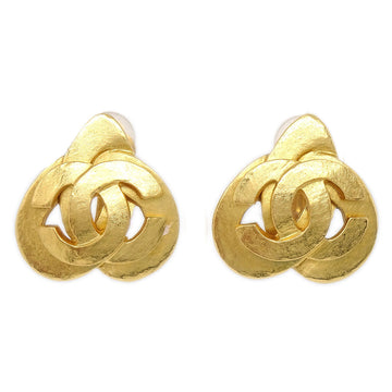 CHANEL Heart Earrings Gold Clip-On 97P 58086