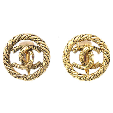 CHANEL Button Earrings Clip-On Gold 2236 58194