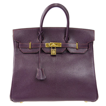 HERMES HAUT A COURROIES 32 Handbag Chevre Purple 58224