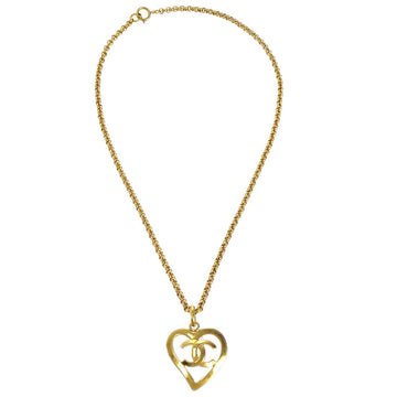 CHANEL Heart Gold Chain Pendant Necklace 95P 48542