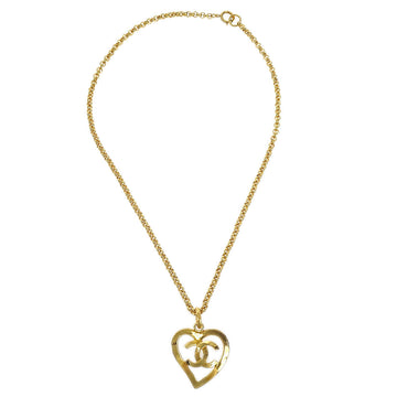 CHANEL Heart Gold Chain Pendant Necklace 95P 48658