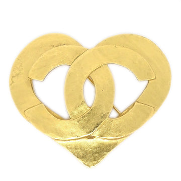CHANEL Heart Brooch Pin Corsage Gold 95P 58213