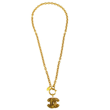 CHANEL Quilted CC Gold Chain Pendant Necklace 3857 58305