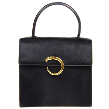 Cartier * Panthere Handbag Black Pony Hair 77058
