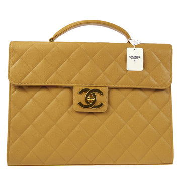 CHANEL Briefcase Business Handbag Beige Caviar 86631