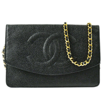CHANEL WOC Chain Shoulder Wallet Bag Black Caviar 49036