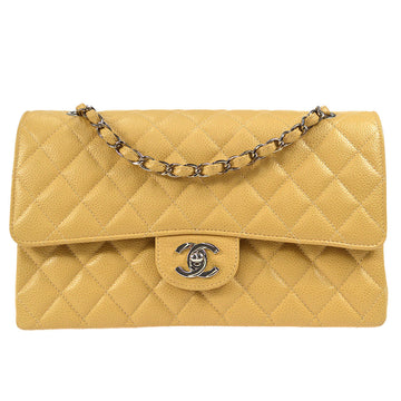 Chanel Beige Glazed Calfskin Quilted Leather Medium Duo Color