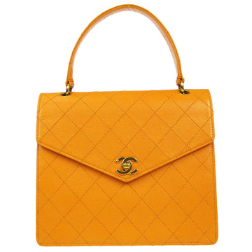 CHANEL 1997-1999 Letter Flap Handbag Orange Caviar 87883