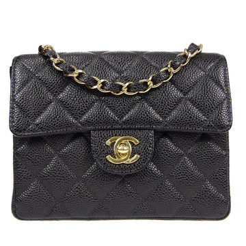 CHANEL Classic Flap Mini Square Chain Shoulder Bag Black Caviar 88000