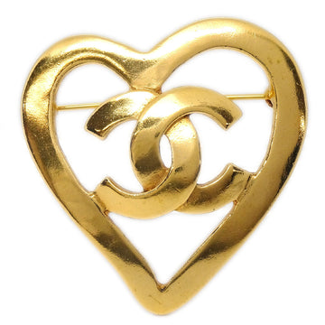 CHANEL 1995 Heart Brooch Gold Corsage 95P 77009